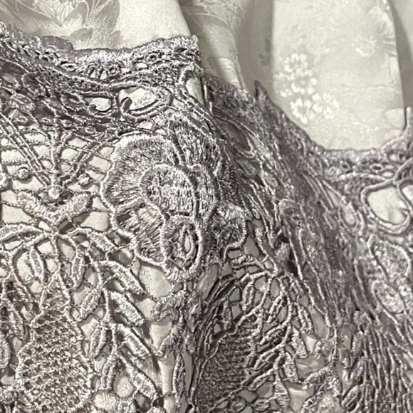 PAT DAHNKE Wisteria Silk Queen Isabel Top & Tea Length Skirt Taupe Large NWT - Picture 4 of 15